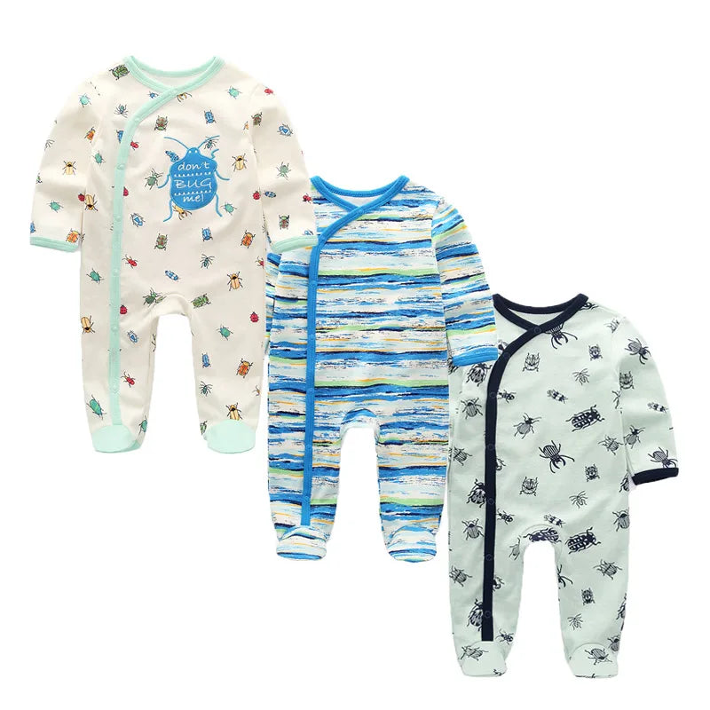 Fashion 3 Pcs Autumn Winter Long Sleeve Casual Sweet Baby Girl Romper 100%Cotton Soft Newborn Jumpsuits Clothes