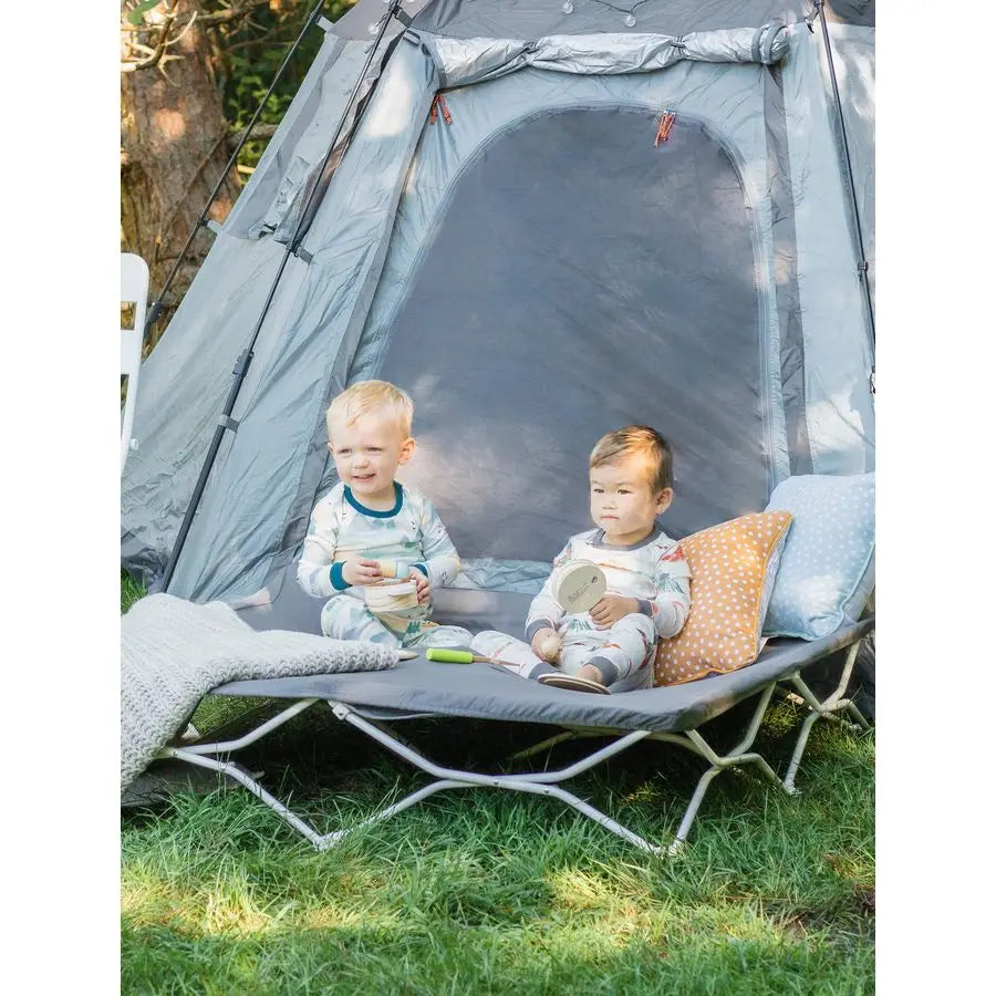 My Cot Twin Portable Toddler Bed, Includes Fitted Sheet, Gray