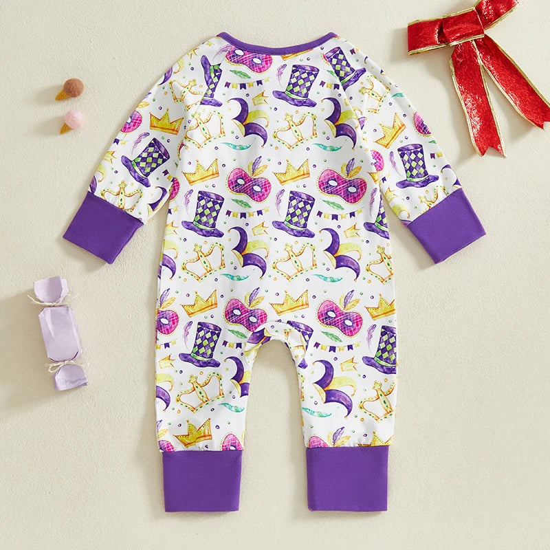 Adorable Unicorn Print Hooded Romper with Matching Booties and Mittens for Infants and Toddlers