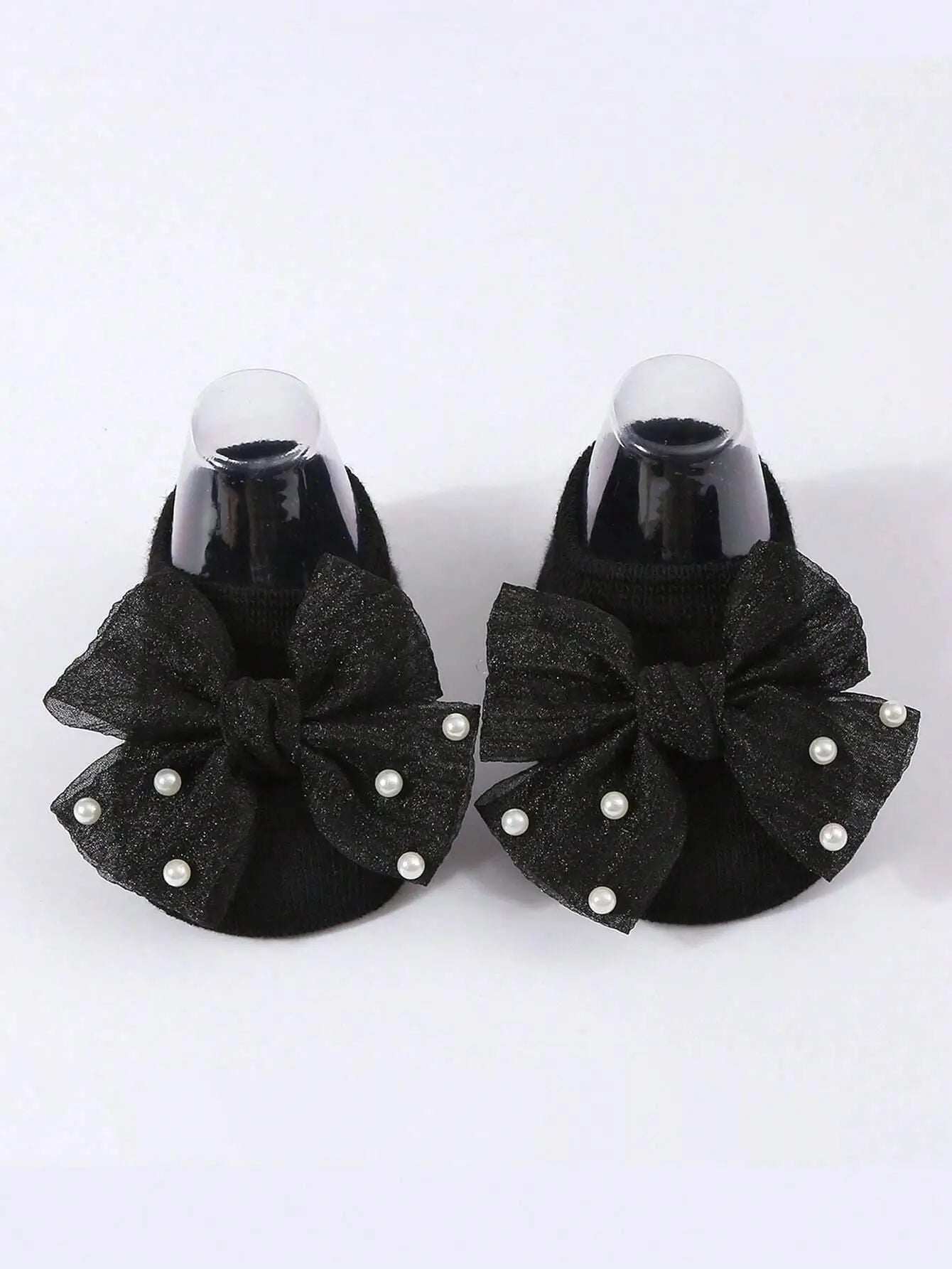Soft Baby ulle Bow with Pearl Embellishments Socks Ideal for Birthday & Photoshoot baby socks