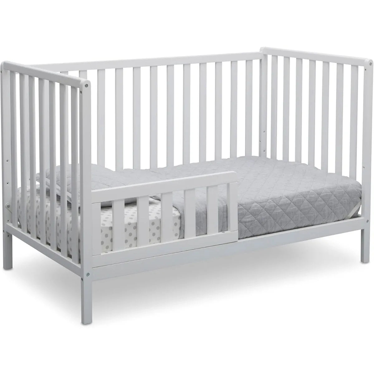 Children Heartland 4-in-1 Crib, Greenguard Gold Certified Convertible Baby Bed Bianca White