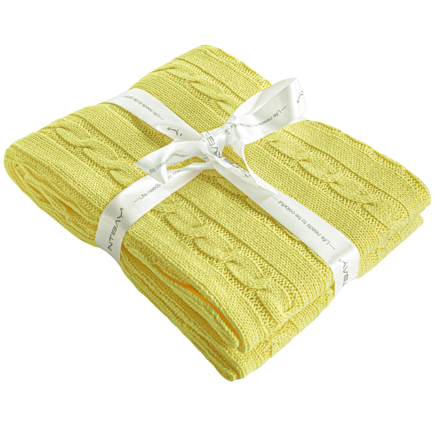 Ntbay 100% Cotton Cable Knit Toddler Blanket, Soft Warm Unisex Baby Blanket for Crib