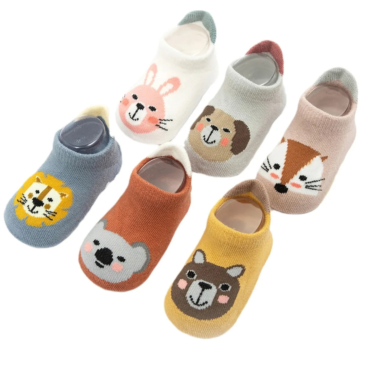 6 Pairs/Lot Cotton Baby Anti-slip Boat Socks For Boys Girls Low Cut Floor Kids Toddler Sock With Rubber Grips For 0-5Years2027