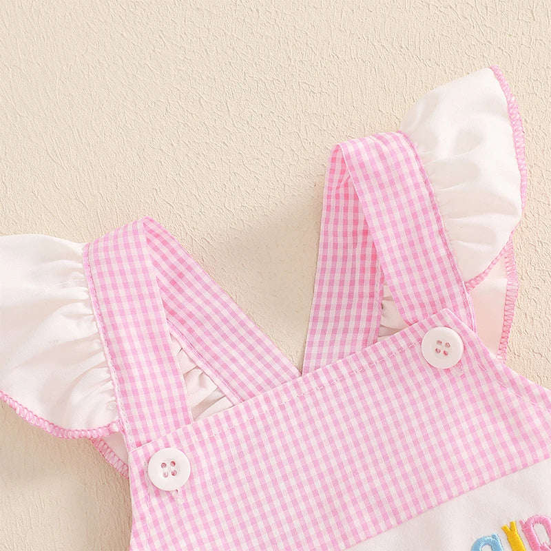 Toddler Girls Floral Print Sleeveless Rompers Birthday Outfit Ruffle Jumpsuits Bodysuits with Bow Headband Set