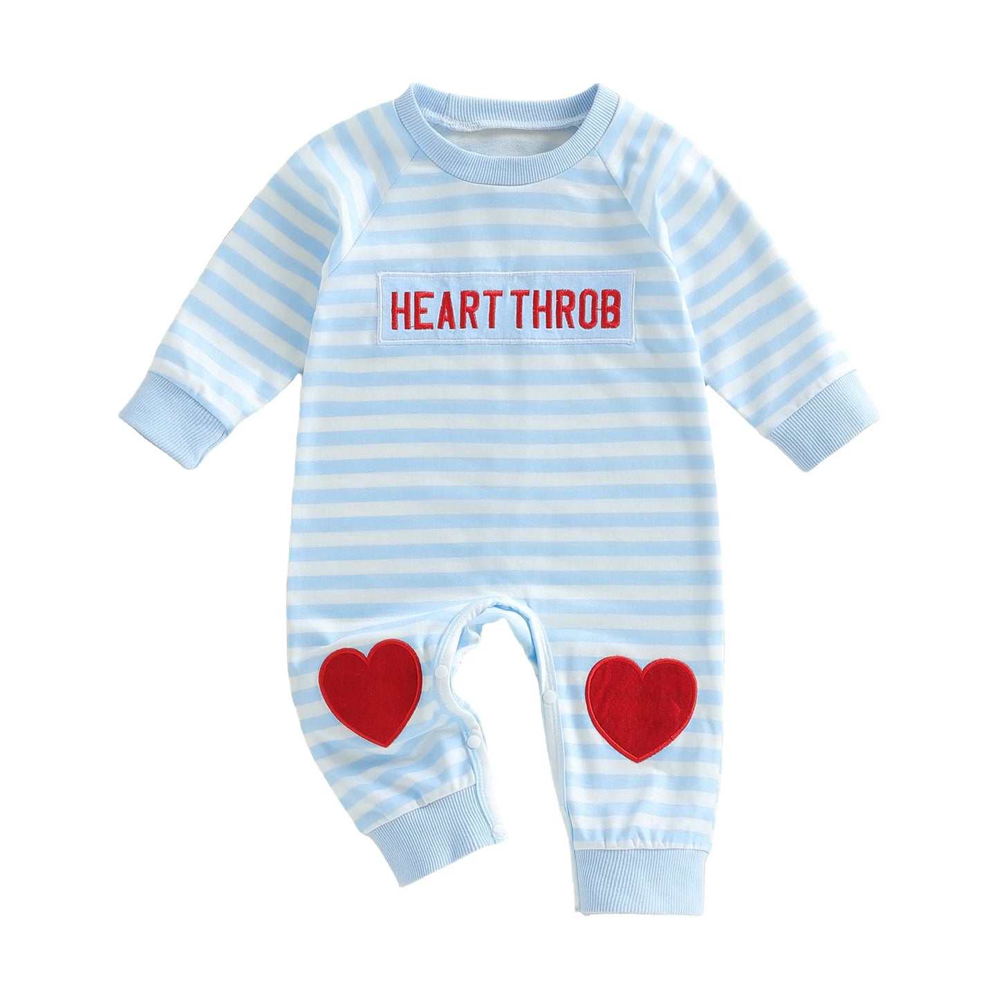 Infant Romper Stylish Long Sleeve Crew Neck Plaid Stripes Embroidered Jumpsuit for Baby Boys and Girls Cute Valentine s Day
