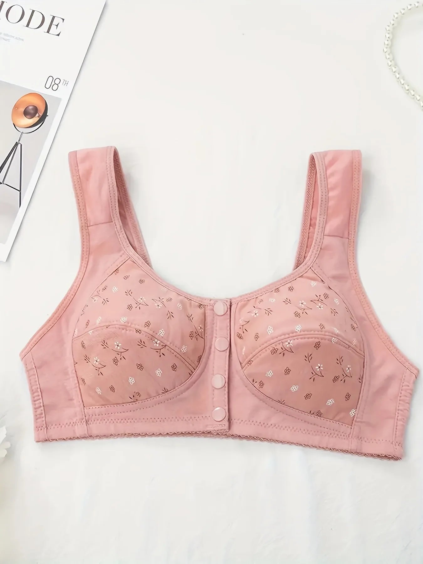 Elegant Front Buckle Floral Bra for Women – 7-Piece Set,  Pressurized Support, Adjustable,  Breathable, Ideal for Breastfeeding