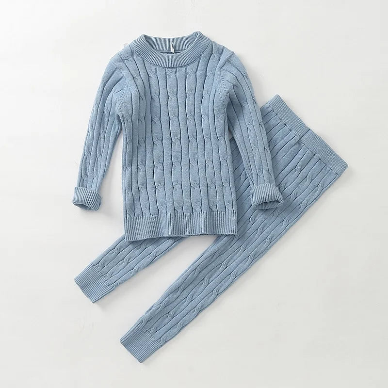 Newborn Baby Girl Boy Knitted Clothes Set Sweater+Pant 2PCS Cotton Infant Toddler Knitwear Pullover Clothing Sets Outfit 0-2Y
