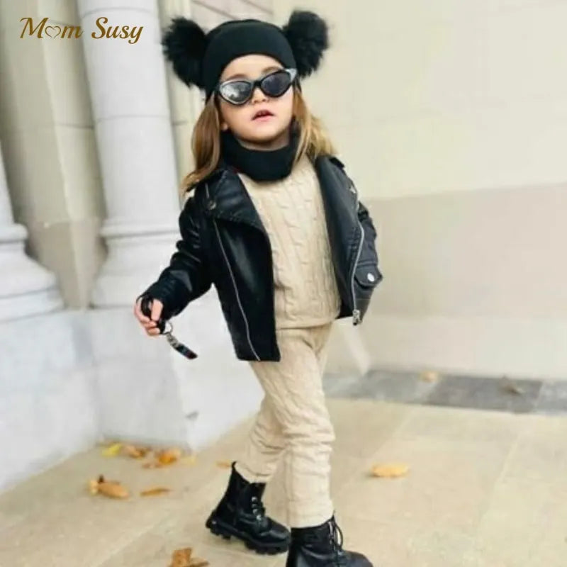 Newborn Baby Girl Boy Knitted Clothes Set Sweater+Pant 2PCS Cotton Infant Toddler Knitwear Pullover Clothing Sets Outfit 0-2Y