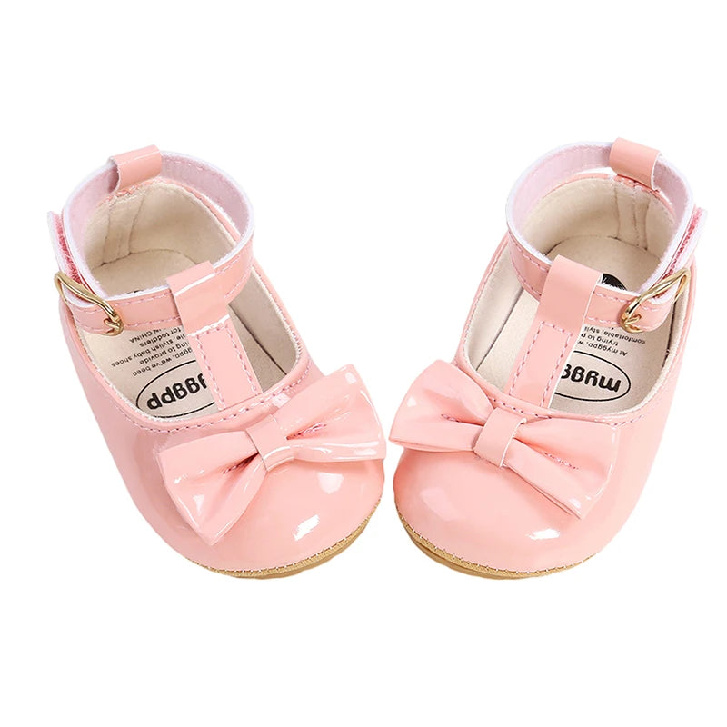 Cute Baby Girl s Glitter Sneakers with  Strap and Matching Bow Headband Set for Stylish Toddlers