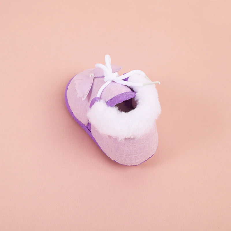 Cute Baby Girls Winter Boots Warm Fleece Lined Snow Shoes with Anti-Slip Sole for Toddlers in Cold Weather