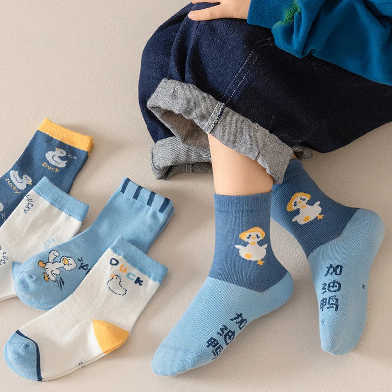 5 Pairs Kids Boys Girls Socks Children Baby Toddler Sport Socks School Students Spring Autumn Soft Cotton Fashion Mid Tube Socks