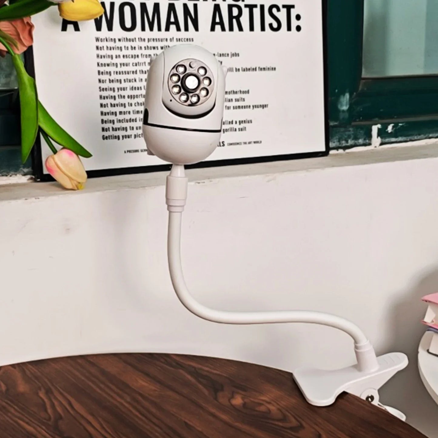 No Punch Portable Clip Mount Webcam Stand For Baby Bed Monitor Camera Holder Home Flexible Twist Mounting Kit Attaches to Crib