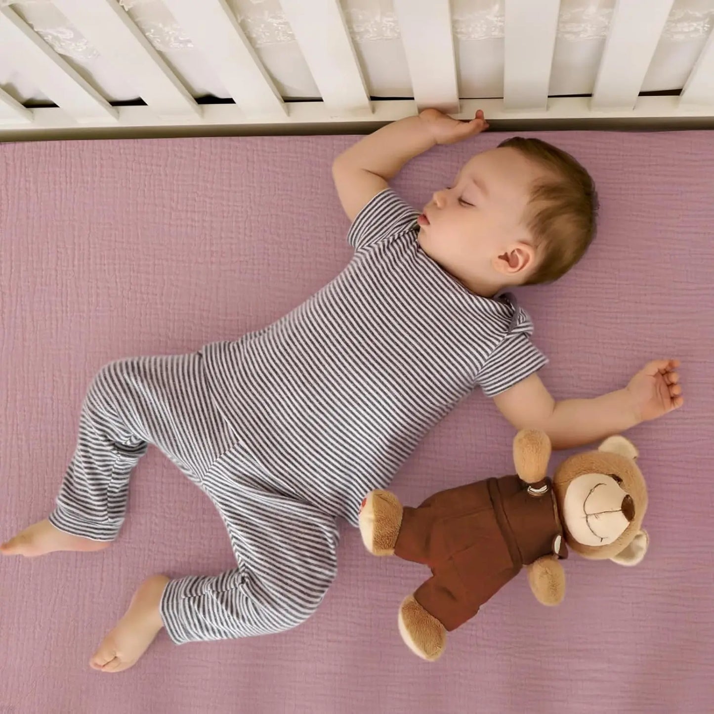 Soft Cotton Fitted Mini Crib Sheets for Boys and Girls, 2-Pack, Breathable and Easy Care