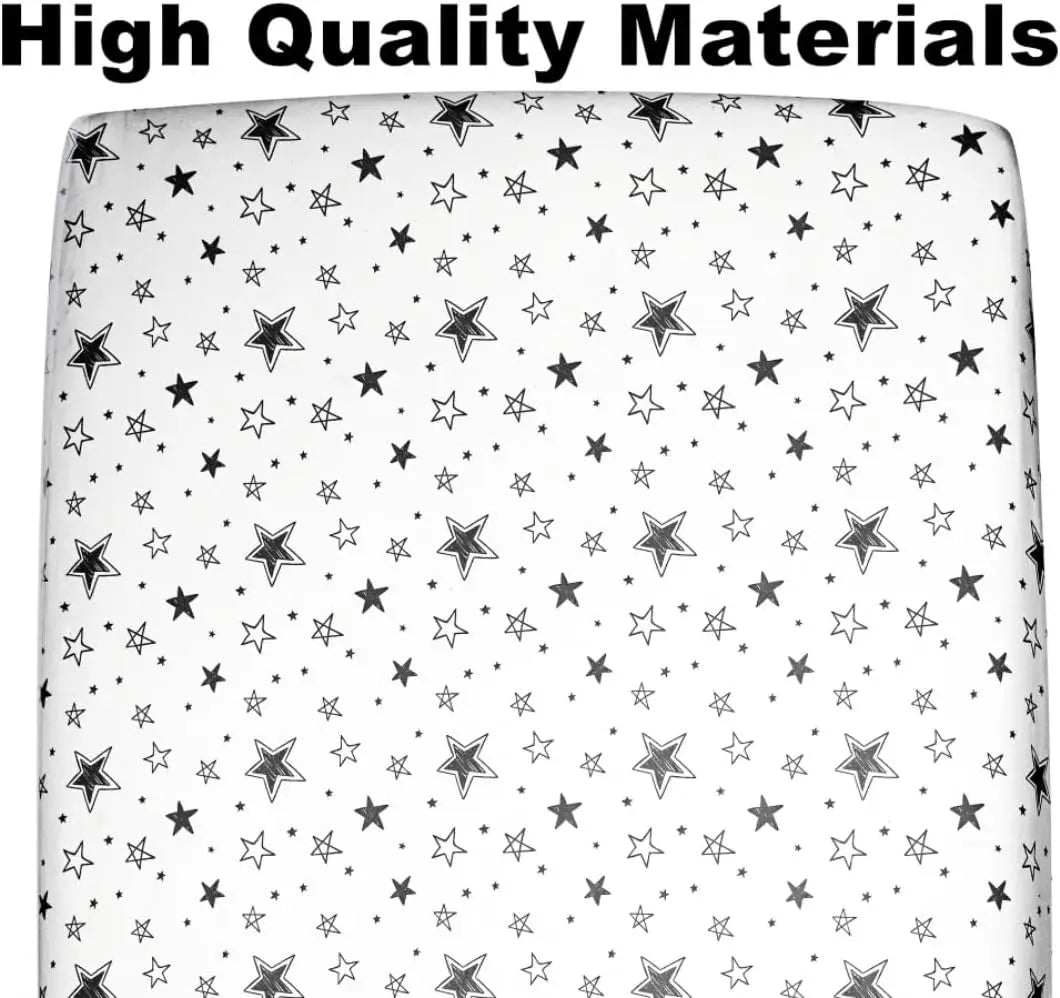4 Pack Star Moon Crib Sheets Set, Neutral Baby Mattress Cover for Boys Girls, Breathable Fitted Crib Sheets
