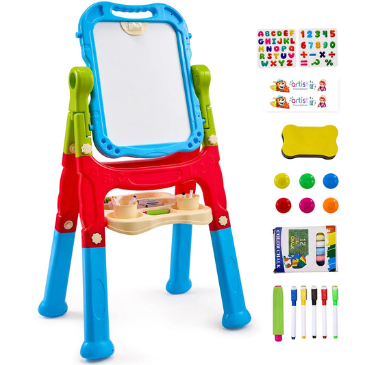 SucceBuy Children Magnetic Drawing Board Painting Art Easel with Chalkboard Wordpad Baby Color Graffiti Drawing Toys for Kids