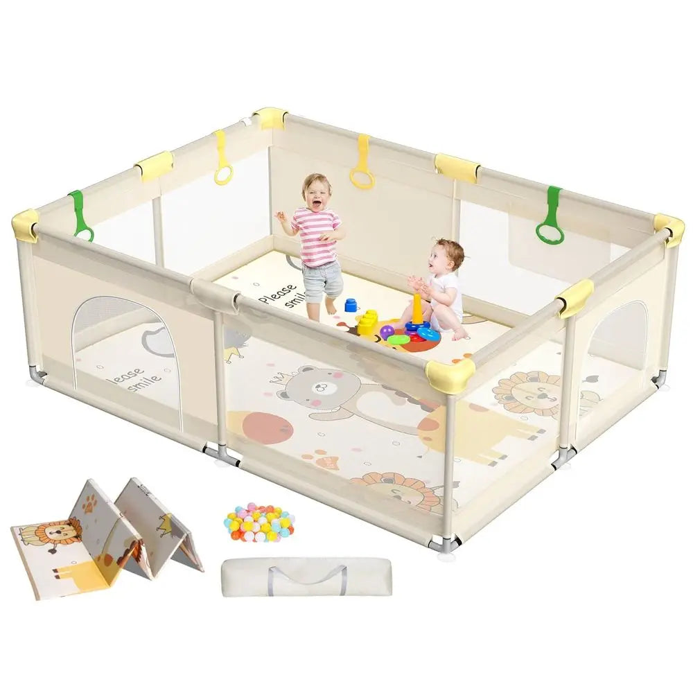 Extra Large 71x59 Toddler Playpen with Mat, Play Yard for Indoor and Outdoor Play and Rest