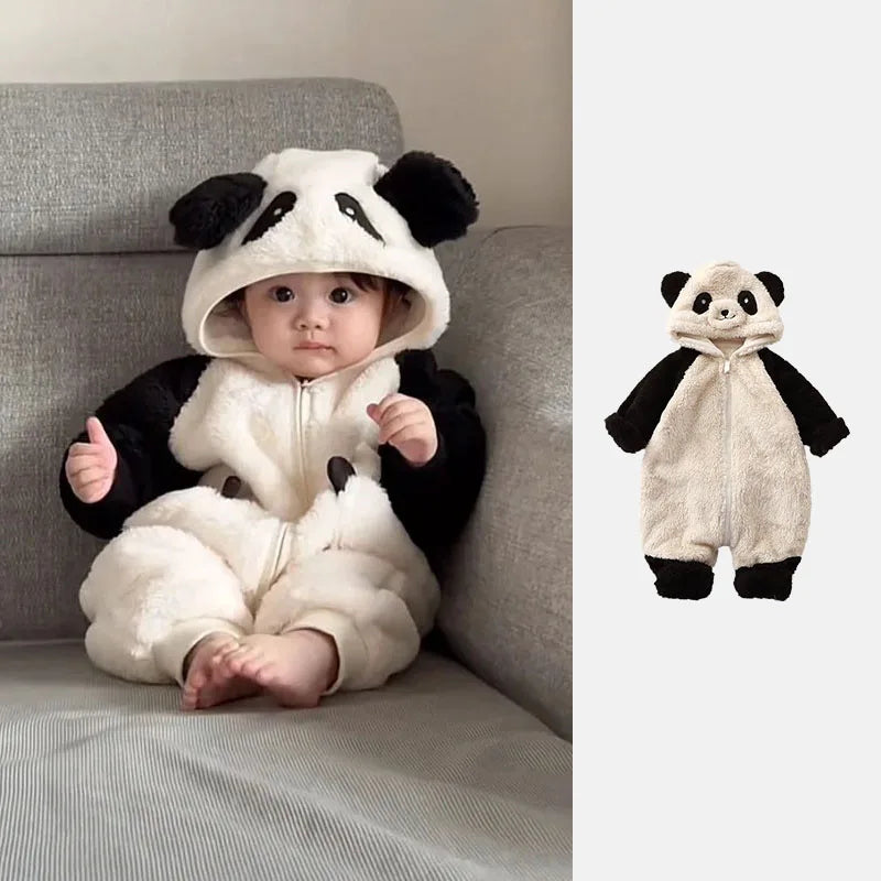 0-36months Baby Romper Newborn Winter Jumpsuit Overall Panda Animal Hooded Romper Keep Warm for Boy Girl Hallowe soft Pajamas