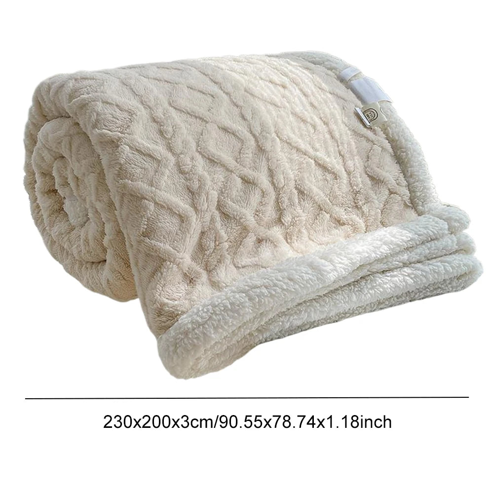 Lamb Fleece Throw Blanket Comfortable Home Warm Sofa Blanket Double Layer Thick Lamb Wool Sleeping Blanket Super Soft Warm Quilt