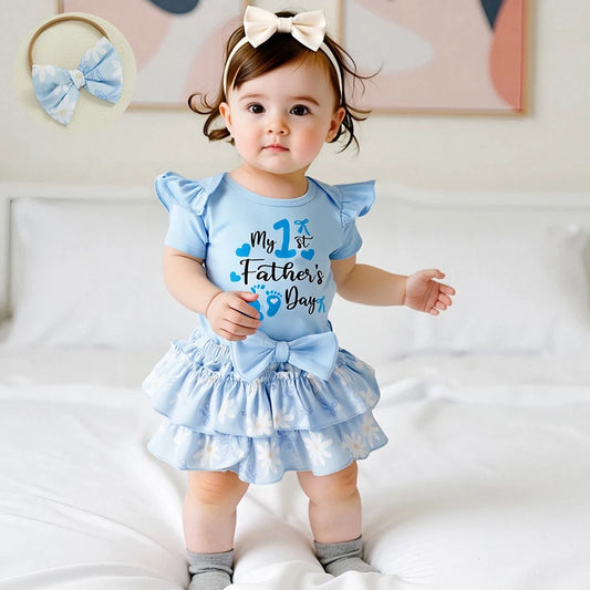 Daddy s Little Princess Father s Day Matching Outfits Letter Print Romper Shorts Headband 3Pcs Clothing Set for Baby Girl
