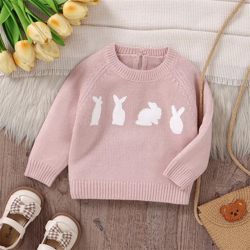 Toddler Girl Hooded Cardigan Cozy Knit Bunny Ear Sweater Jacket with Pom Pom Tassels Winter Outerwear for Kids