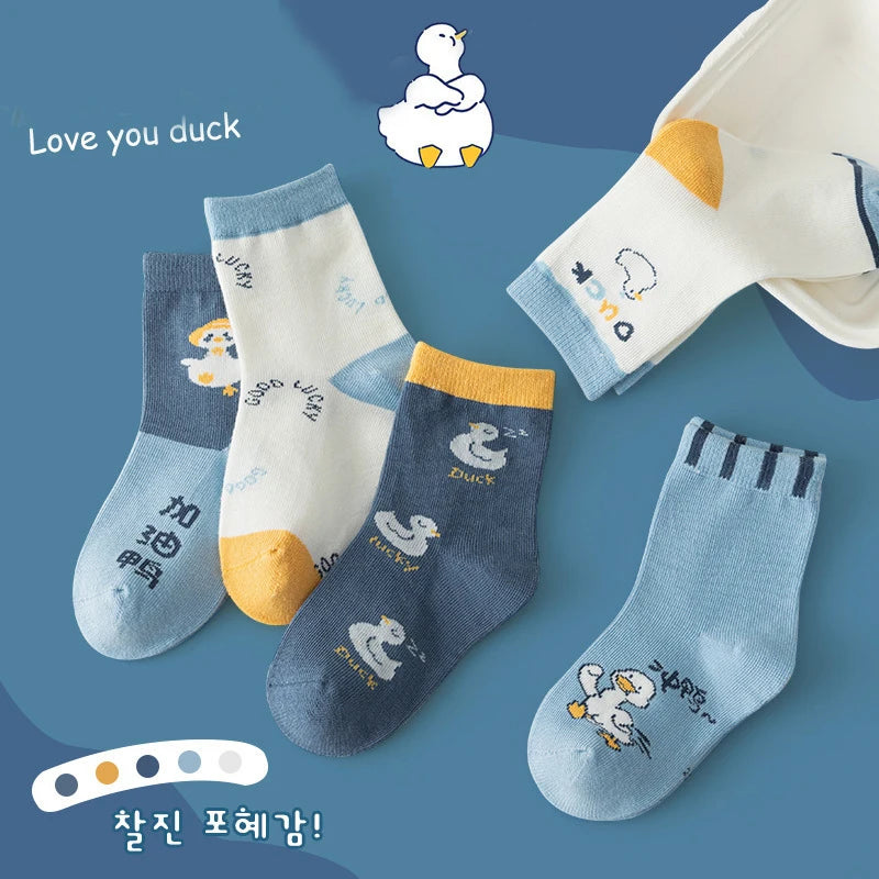 5 Pairs Kids Boys Girls Socks Children Baby Toddler Sport Socks School Students Spring Autumn Soft Cotton Fashion Mid Tube Socks