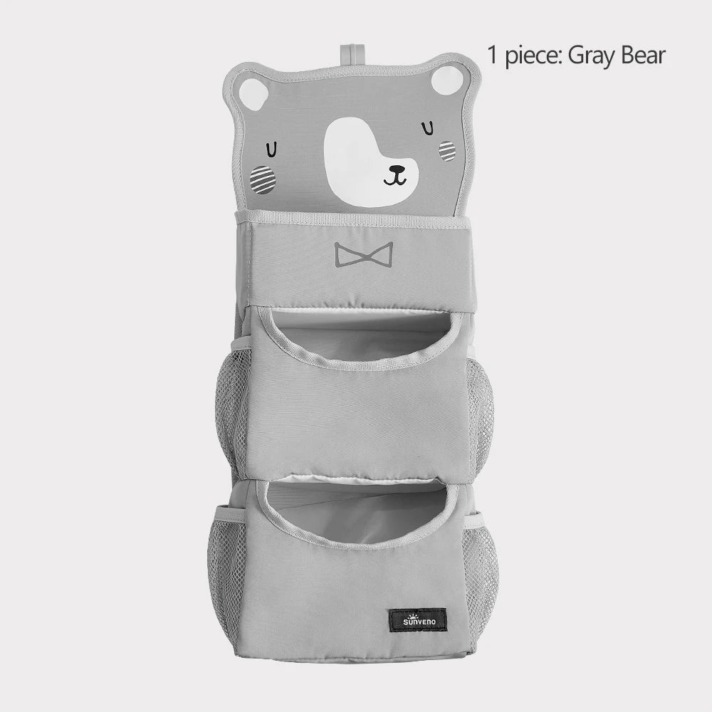 Sunveno Cartoon Baby Crib Hanging Storage Bag, Multi-functional Organizer for Baby Supplies Baby Room Decor