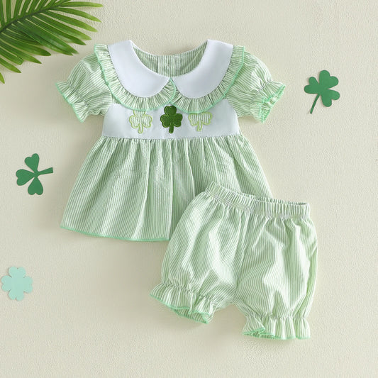 3Pcs Baby Boy Irish Outfits Long Sleeve Button Down Shirt Suspender Pants Bowtie Set Infant Fall Clothes St Patrick s Day