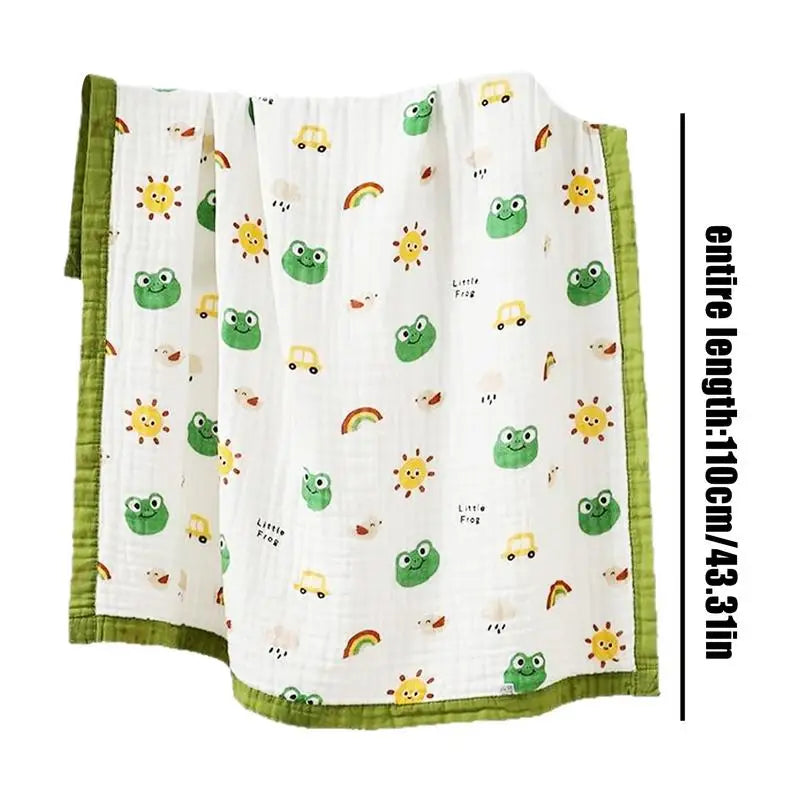 Muslin Blanket Crib Blankets For Toddler Breathable Lightweight Air Conditioning Quilt Cartoon Patterns Soft Fabric For Playtime