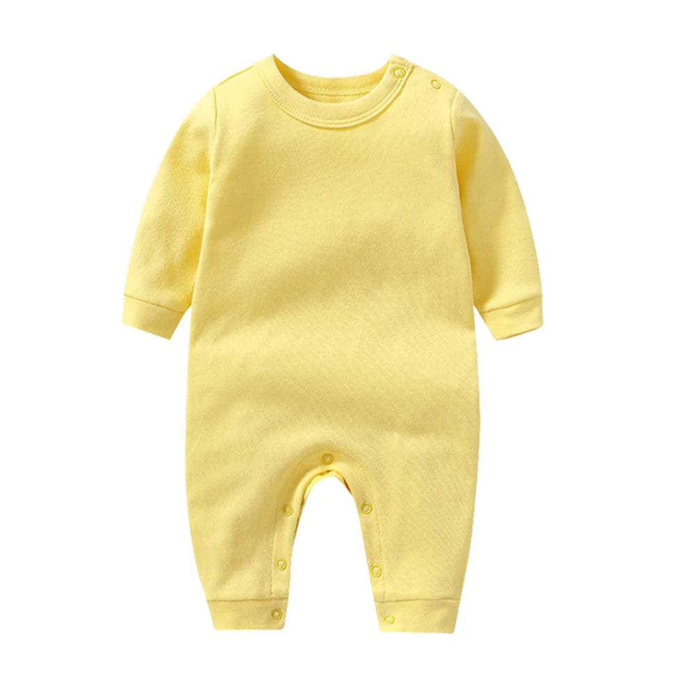 100% Cotton Baby Girl Jumpsuit Boy Rompers Solid Grows One-Pieces Newborn Sleepsuits Roupa de Bebe Jumpers Spring Autumn White