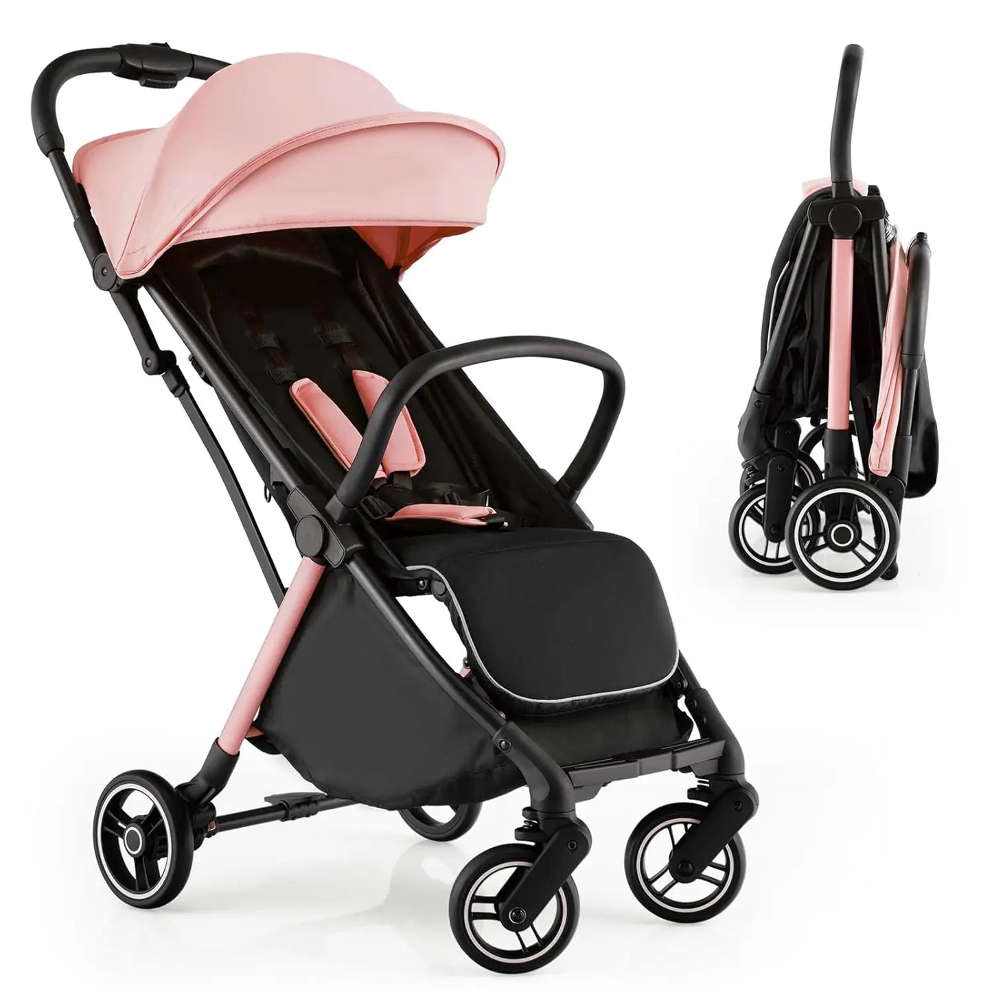 Lightweight Baby Stroller, Compact Travel for Airplane, Fits Airplane Cabin & Overhead, One-Hand Gravity Fold, Self-Standing
