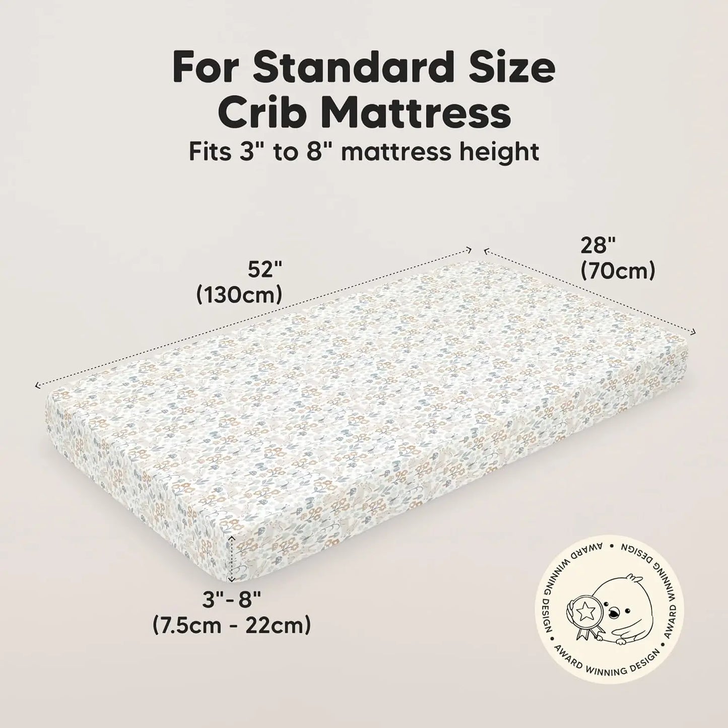 2-Pack Bamboo Viscose Fitted Crib Sheets for Standard Baby Beds, Soft & Cozy Neutral Design