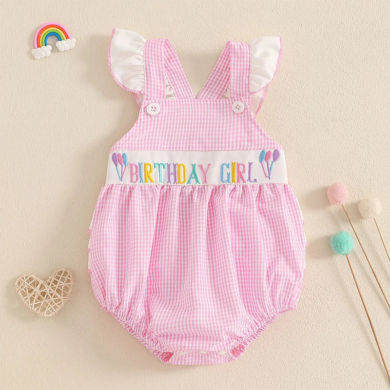 Toddler Girls Floral Print Sleeveless Rompers Birthday Outfit Ruffle Jumpsuits Bodysuits with Bow Headband Set