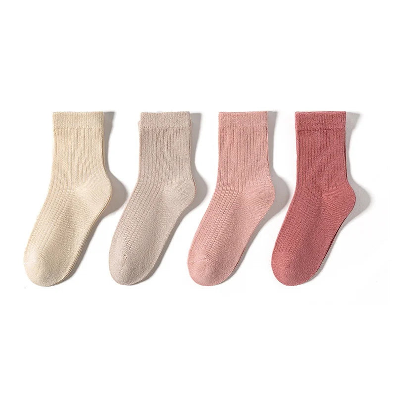 4/8 Pairs Lot Kid Sock for Girls Boys 2025 New Children Infant Colorful Rainbow Cotton Knitted Ankle Short Sock Fashion School