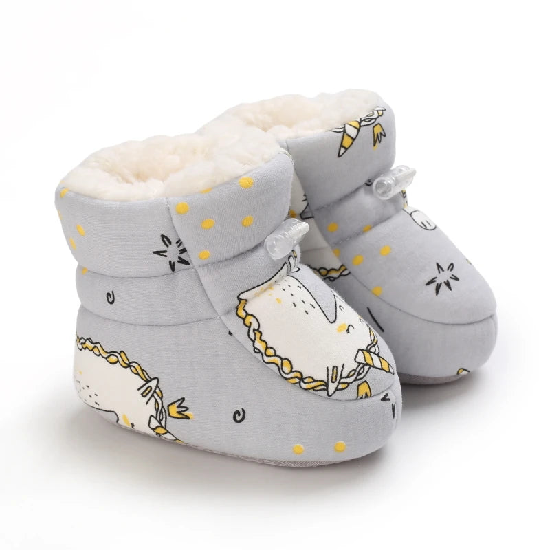 Winter Baby Boots Cartoon Soft Sole Anti-Slip Warm Toddler Shoes Boys Girls Cute Infant Walking Booties"