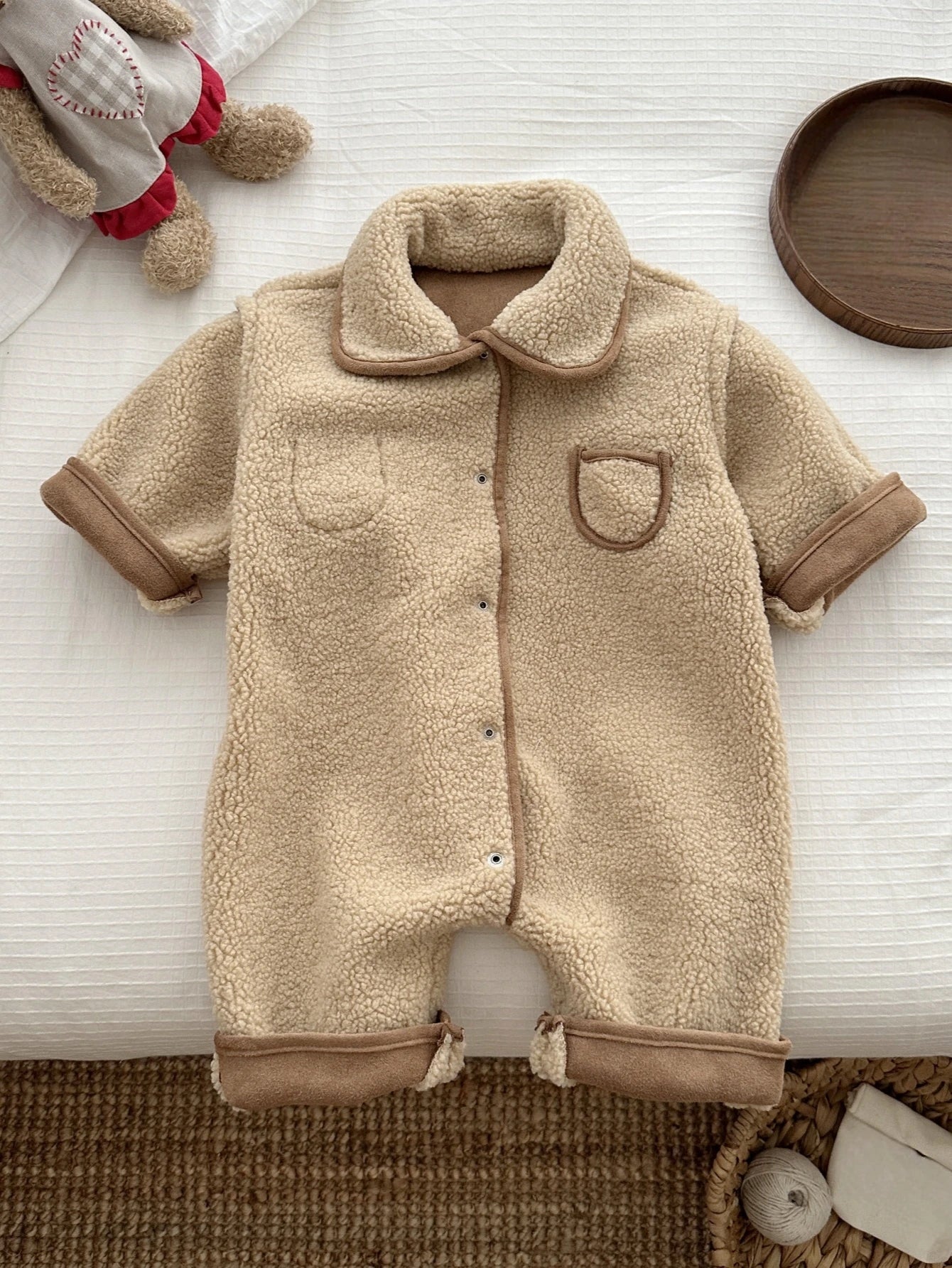 HY230198 Winter Romper Korean Style Plush Onesie for baby Cute Outfit for Crawling Toddler Boys And Girls Winter Clothes