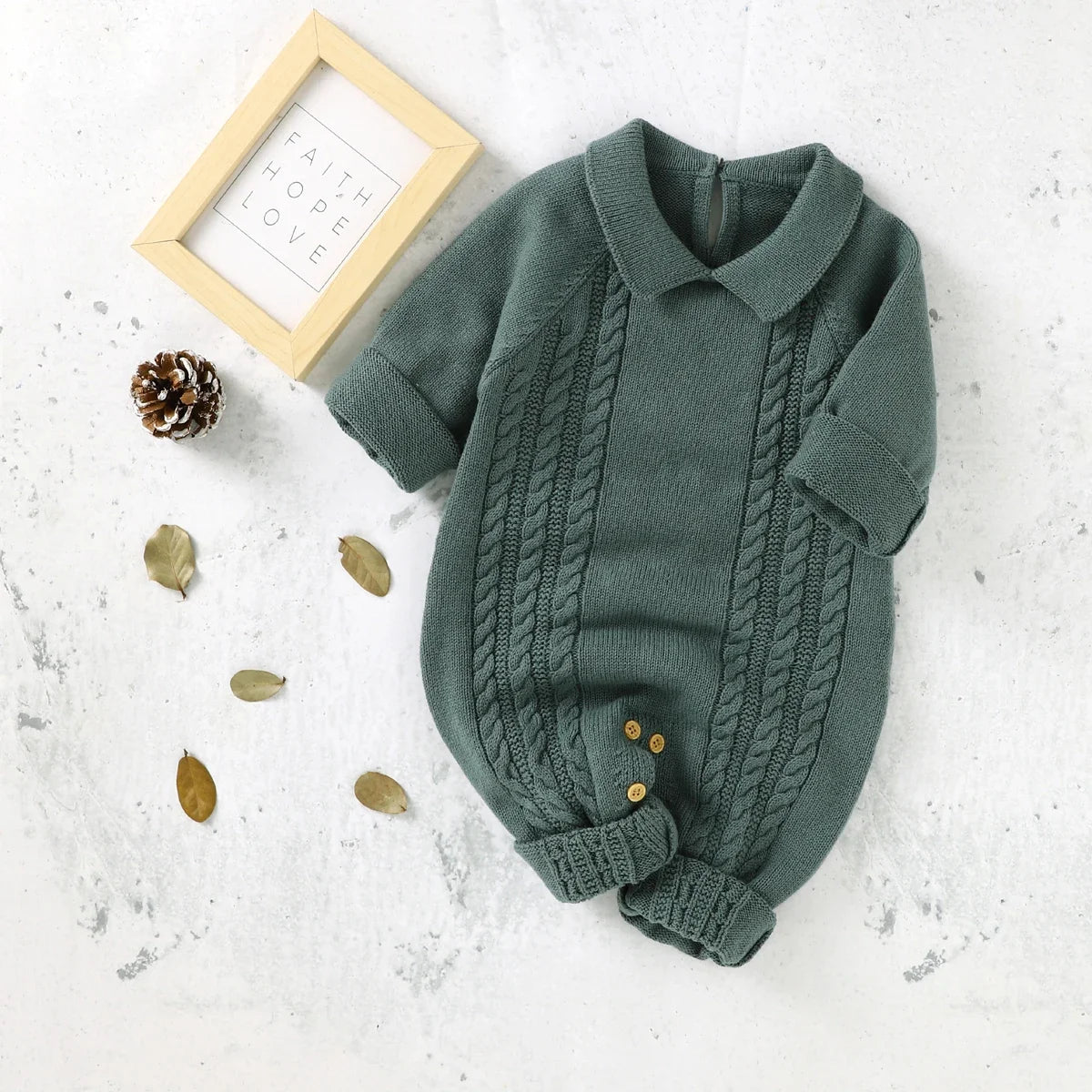 Autumn Winter Baby Knitted Hooded Rompers 0-18m, Long Sleeve Warm Jumpsuits for Infant Toddler Boys & Girls