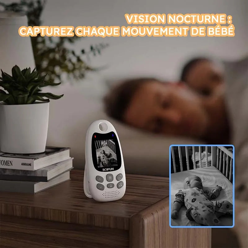 BOIFUN Baby Monitor with Camera Portable Vox Function Temperature Sensor Video 2.4 GHz Smart Standby 720p Bidirectional Voice