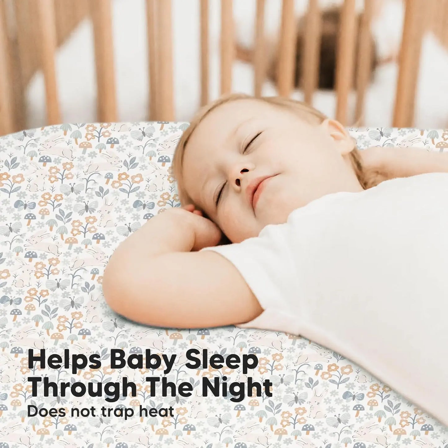 2-Pack Bamboo Viscose Fitted Crib Sheets for Standard Baby Beds, Soft & Cozy Neutral Design