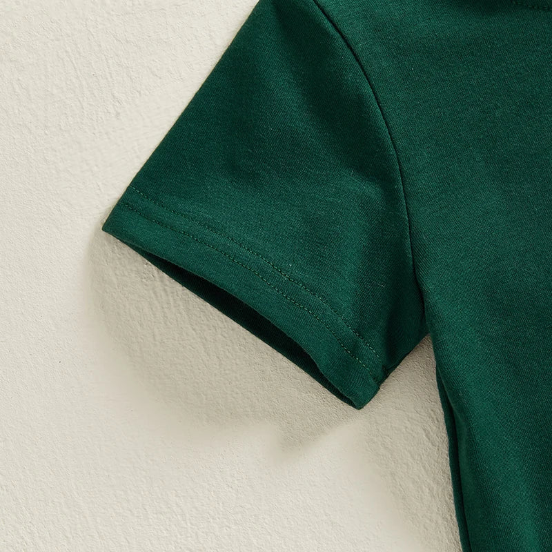 Toddler Boy Summer Outfit Dinosaur Print Short Sleeve T-shirts and Denim Shorts 2 Piece Set for Baby Boys