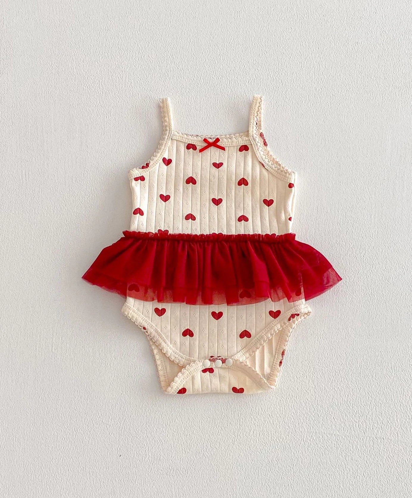 2026 Summer New Baby Clothes Cute Heart Print Toddler Girls Bodysuits Korean Style Baby One Piece