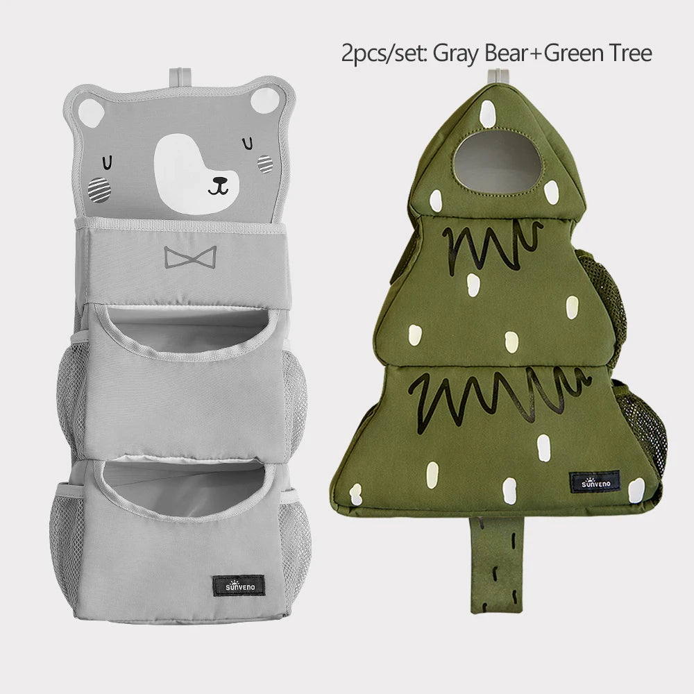 Sunveno Cartoon Baby Crib Hanging Storage Bag, Multi-functional Organizer for Baby Supplies Baby Room Decor