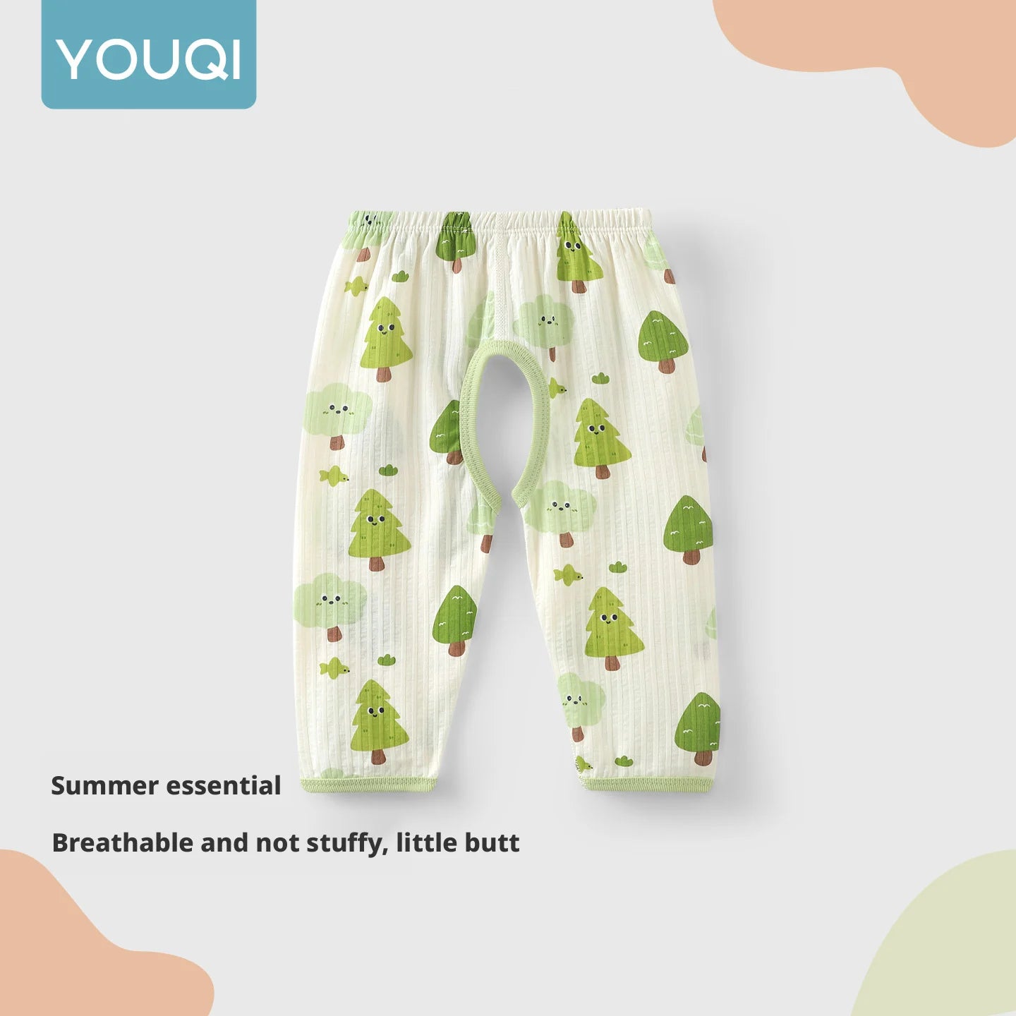 【Youqi】Chinese 0-2 Years Old Baby Pants Summer Open-Crotch Pants for Babies, Class a Pure Cotton Long Pants, Children's Seamless Leggings