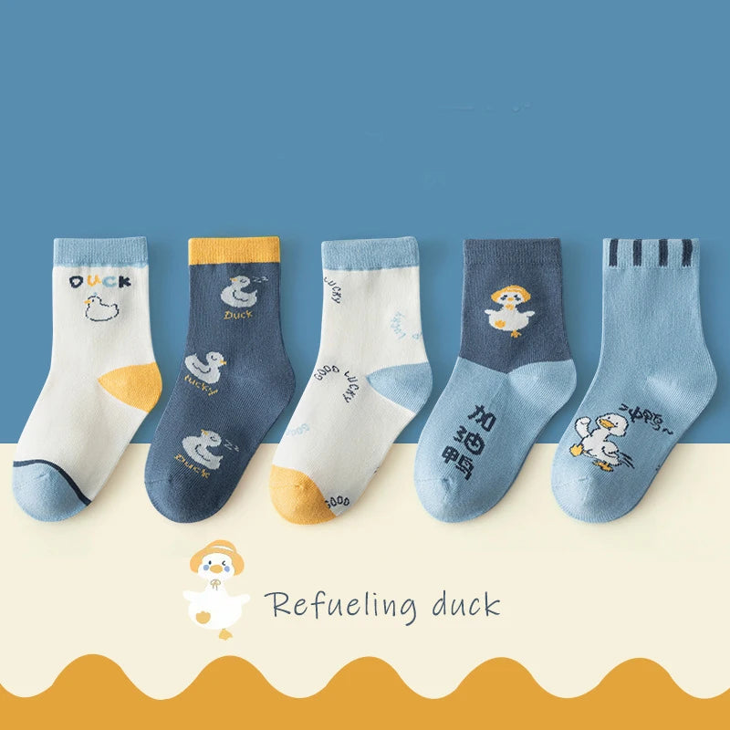 5 Pairs Kids Boys Girls Socks Children Baby Toddler Sport Socks School Students Spring Autumn Soft Cotton Fashion Mid Tube Socks
