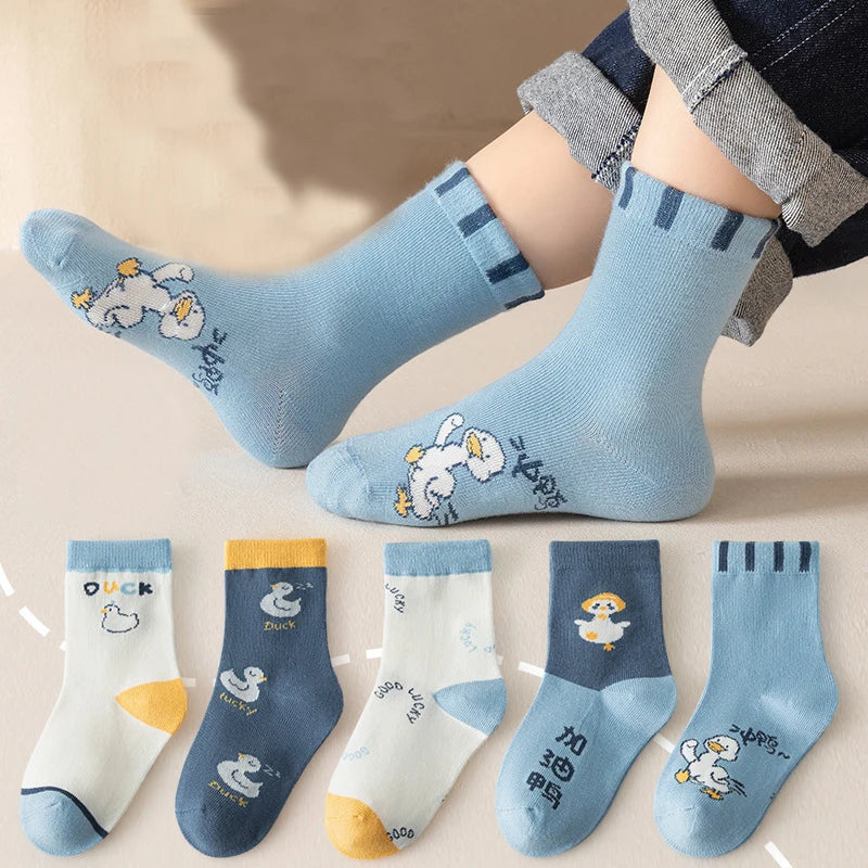 5 Pairs Kids Boys Girls Socks Children Baby Toddler Sport Socks School Students Spring Autumn Soft Cotton Fashion Mid Tube Socks
