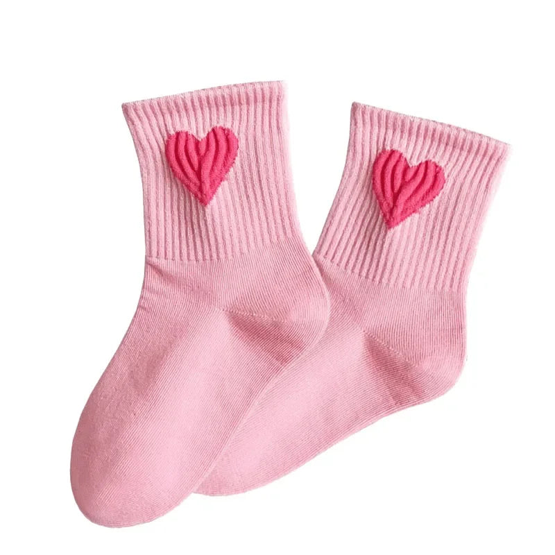 5 Pairs Baby Socks Toddler Soft Comfortable Breathable Heart Pattern Kids Footwear Elasticity Wrinkle - Resistant Athletic Socks