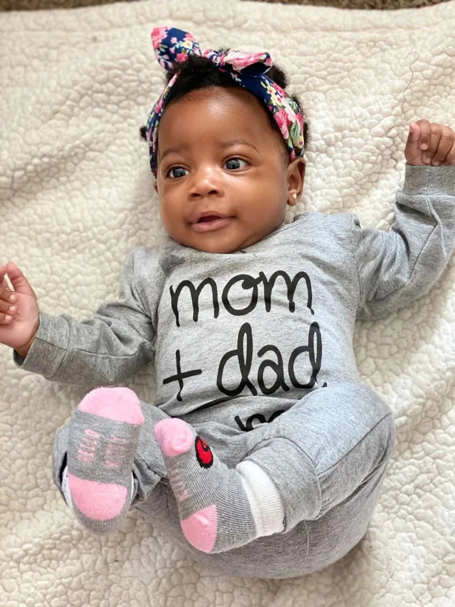 Newborn Infant Baby Boys Girls Rompers Long Sleeve Letter Print Jumpsuit