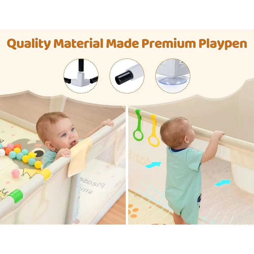 Extra Large 71x59 Toddler Playpen with Mat, Play Yard for Indoor and Outdoor Play and Rest