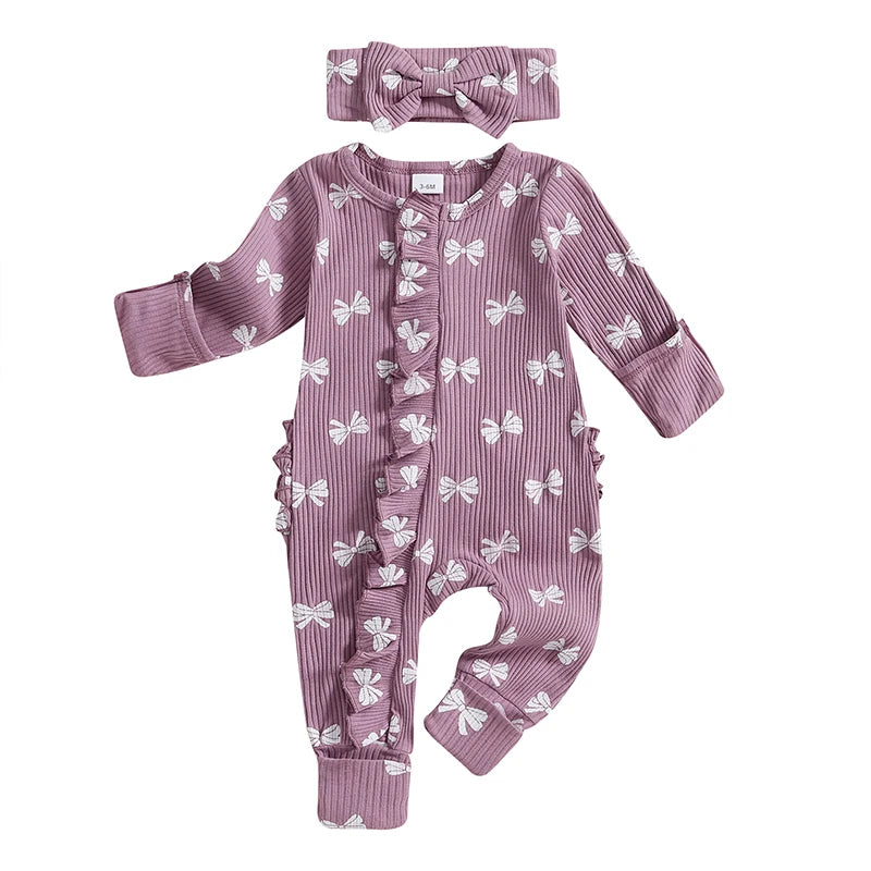 Adorable Baby Girl 3Pcs Winter Outfits Floral Print Hooded Jacket with Pants and Headband Set Infant Clothing