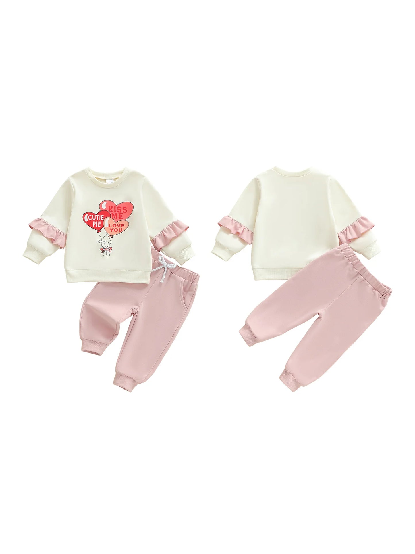 Toddler Girl Valentine s Day Clothes Set Long Sleeve Heart Print Sweatshirt Pants Outfit Baby Girl Clothing