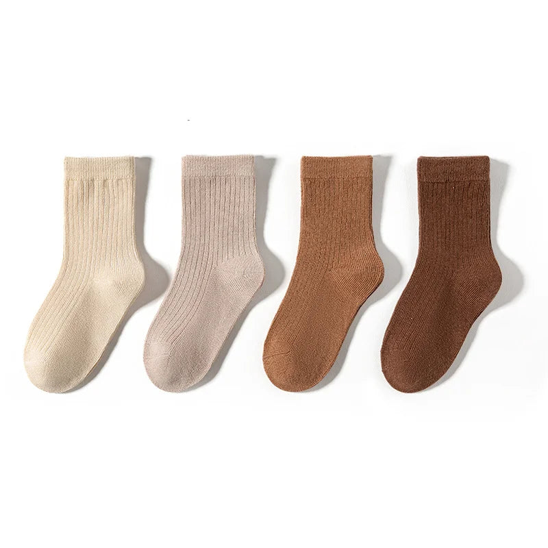 4/8 Pairs Lot Kid Sock for Girls Boys 2025 New Children Infant Colorful Rainbow Cotton Knitted Ankle Short Sock Fashion School